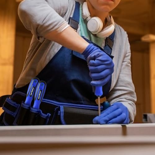 CARTMAN 12 Piece Magnetic Screwdriver Set - 6 Phillips and 6 Flat, Professional Cushion Grip Hand Tools Set CARTMAN