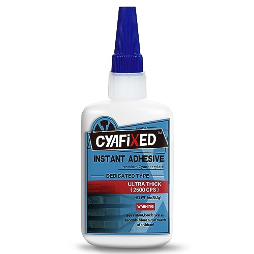 Professional Grade Cyanoacrylate Super Glue by CYAFIXED, Ultra Thick Viscosity CA Glue for Woodworking, 1 oz. (28.3 Grams) - Instant Adhesive for CYAFIXED