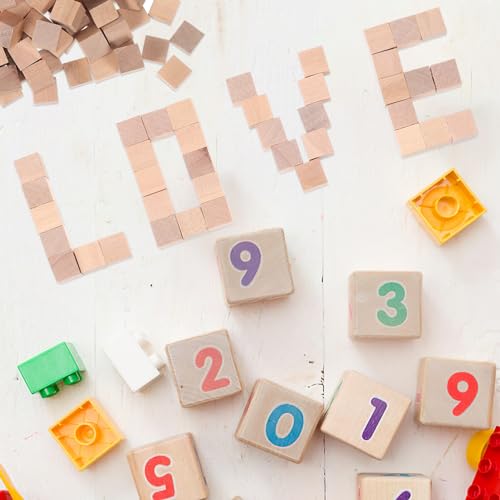 VILLCASE 400pcs Wooden Cubes Unfinished Square Blocks Small Wooden Blocks DIY Craft Blocks Blank Cubes Solid Wood Blocks VILLCASE