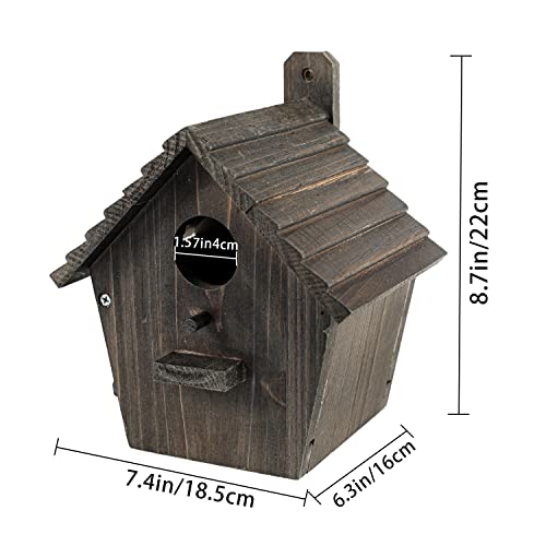 Bird House Black Birdhouse Bird Houses for Outside with Pole Wooden Bird House for Finch Bluebird House Cardinals Hanging Birdhouse Clearance Garden NATUREYLWL