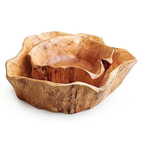 JFFLYIT Creative Wood Bowl Root Carved Bowl Handmade Natural Real Wood Candy Serving Bowl (12"-14") JFFLYIT