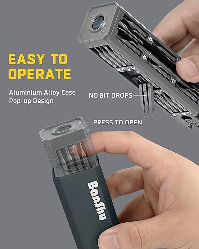 Banshu Small Screwdriver Set, 46 in 1 Mini Manual Screwdriver Set with Metal Case, S2 Precision Bits, Pocketable Magnetic Professional Repair Tool Banshu