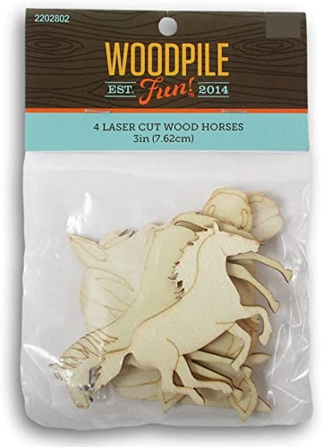 Horse Unpainted Wood Cutout Shapes - 4 Mini Pieces Woodpile Fun!