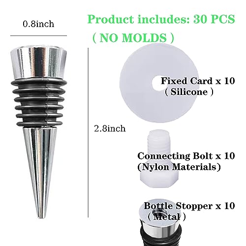 JOFAVIU 10 Pcs Resin Wine Bottle Stoppers Molds Set Accessories, Wine Stopper for Silicone Molds Epoxy Resin, Stopper Epoxy Resin Silicone Molds Set Jiofaviu