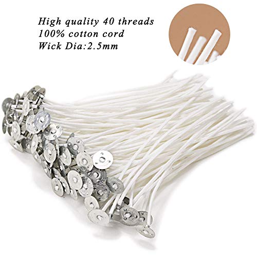 EricX Light 100 Piece Cotton Candle Wick 6" Pre-Waxed for Candle Making,Candle DIY EricX Light