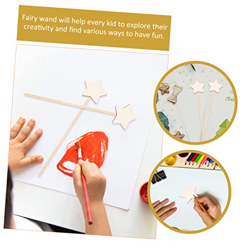 Yardwe 6Pcs Wand Unfinished Wooden Wands DIY Princess Wand kit Girls Costume Accessories Fairy Wood Wands Princess Party Decorations Fairy Sticks Yardwe