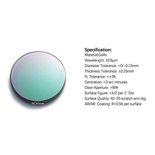 MCWlaser 20mm GaAs Focus Lens for CO2 10600nm 10.6um Laser Engraver/Cutter Dia:20mm FL: 2" or 50.8mm MCWlaser