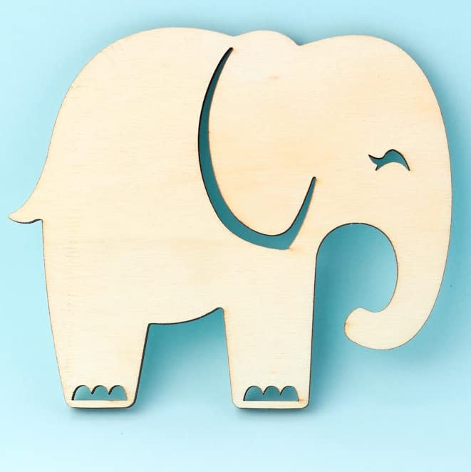 Pack of 24 Unfinished Wood Elephant Cutouts by Factory Direct Craft - Blank Elephant Wooden DIY Shapes for Scouts, Camps, Vacation Bible School, & Factory Direct Craft