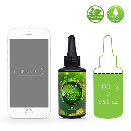 UV Resin - Improved 100g Crystal Clear Ultraviolet Curing Epoxy Resin for DIY Jewelry Making, Casting & Coating - Hard UV Glue Solar Cure Sunlight Limino