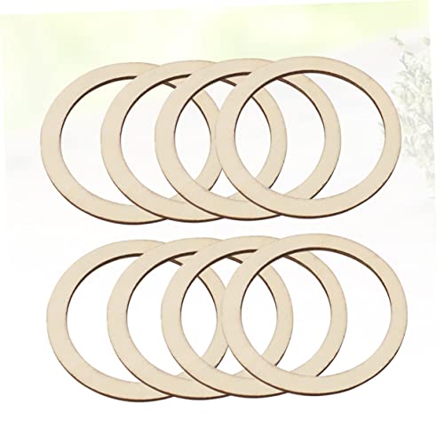 SEWACC 50pcs Natural Wood Frame Wood Decor Rustic Decor Bamboo Hoops for Crafts Flat Wreath Form Wooden Circles DIY Craft Decor Ring Dreamcatcher SEWACC
