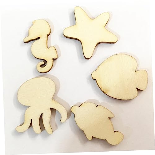 Garneck 50pcs Pieces Crafts for Kids Blank Wooden Animals Wood Octopus Ocean Animals Wood Cutouts Unfinished Wood Cutouts Hangers to Decorate Wooden Garneck