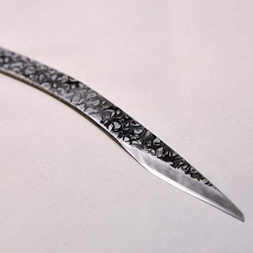 KAKURI Kiridashi Knife Right Hand 15mm Curved, Professional Razor Sharp Hand Forged Japanese Carbon Steel Blade Hammered Pattern for Woodworking, KAKURI