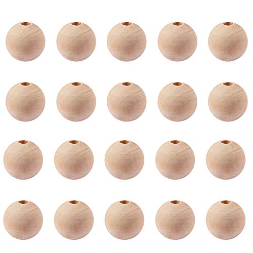 PH PandaHall Wooden Beads, 50Pcs 30mm(1.2 Inch) Natural Unfinished Wood Spacer Beads Round Wooden Ball Loose Beads for Crafts DIY Jewelry Garland PH PandaHall