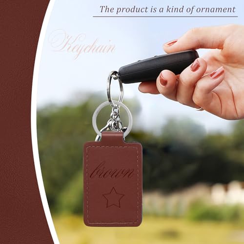 Tikjiua Rectangular Leather Key Fob Kit - 10 Pcs PU Leather Key Fobs with Rivets and Keychain Ring, Leather Keychains Holder for Keychain Making Tikjiua