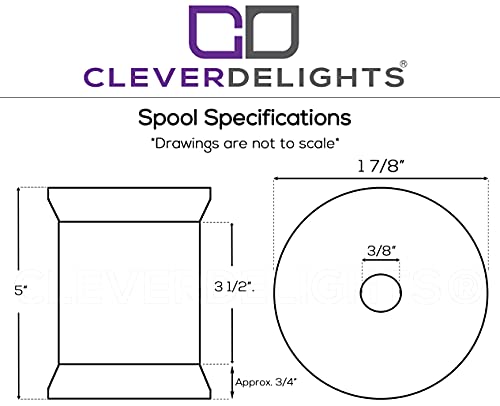 CleverDelights 5" x 1 7/8" Wood Spools - 4 Pack - Empty Craft Spools CleverDelights