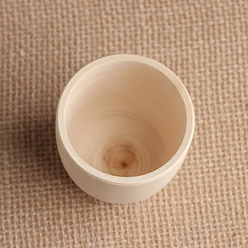 Set of 6 Wooden Glasses - Handmade Unfinished Wood Cups - Craft Kit for DIY Home Decor & Garden - Natural Solid Wood Tea Cup - Arts and Crafts for AEVVV