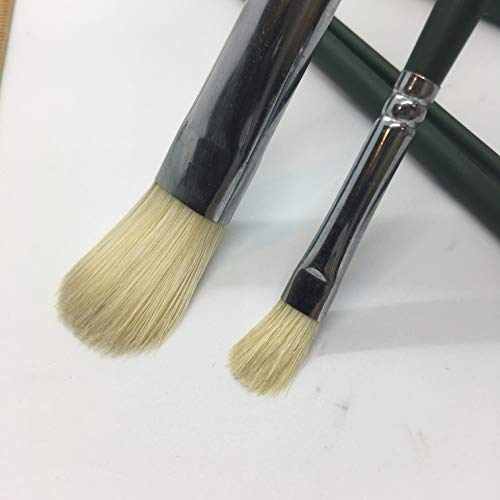 XDT#6385 Filbert Artist Paint Brush 6 Piece Set Medium Stiff Hog Bristle Extra Long Handle #2#4#6#8#10#12, Acrylic Oil Watercolor - WoodArtSupply