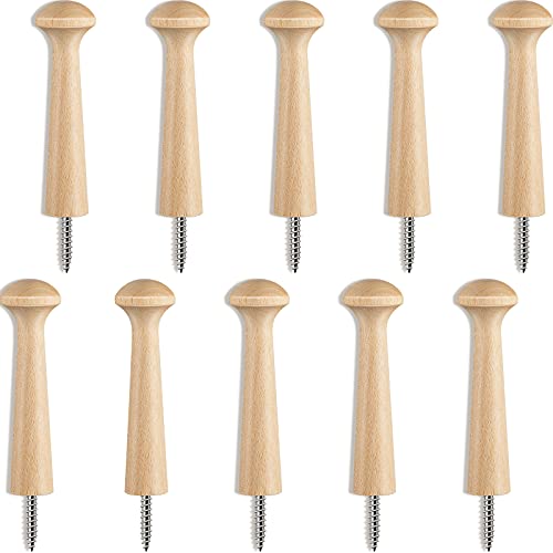 Wooden Shaker Peg Wood Screw-on Shaker Pegs 2.9 Inch Long Unfinished Wood Shaker Racks for Hanging Clothes Hats Towel and More DIY Paint Color (10 Jetec