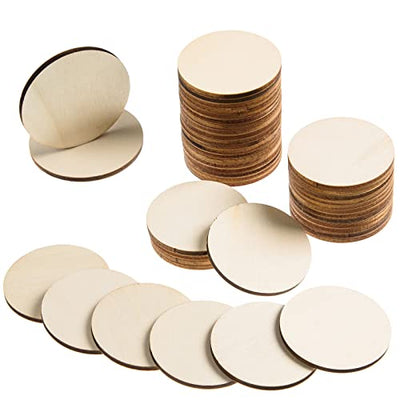 300 Pieces 2 Inch Unfinished Round Wood Slices Round Wooden Discs Wood Circles for Crafts Wood Blanks Round Cutouts Ornaments Slices for DIY Art