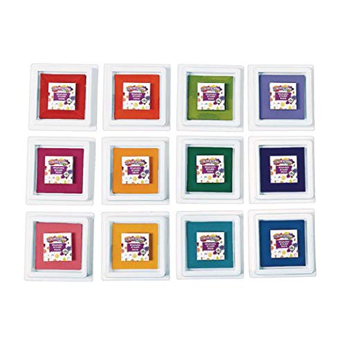 Colorations Washable Perfect Stamp Pads, 12 Colors, 3-3/4" Square, Finger Ink Pad, Small Pad, Vivid Bright Colors, Arts & Crafts, Stamping, Colorations