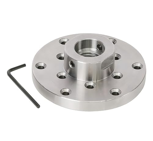 VINWOX 4" Wood Lathe Steel Faceplate, 1”x8TPI Spindle Thread Woodworking Machine Chuck Face Plate VINWOX