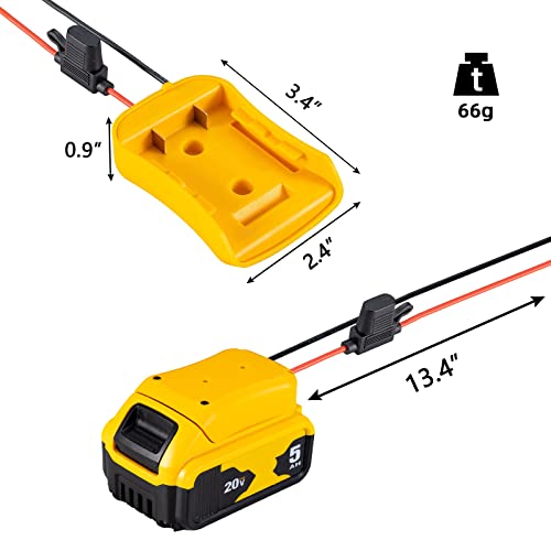Power Wheel Adapter for Dewalt 20V Battery with Fuse & Wire terminals,Work with for Dewalt DCB205 DCB206 DCB200 Lithium Battery;Power Wheel Battery Crivnhar
