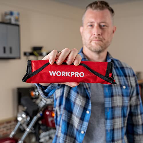 WORKPRO 8-piece Flex-Head Ratcheting Combination Wrench Set, SAE 5/16-3/4 in, 72-Teeth, Cr-V Constructed, Nickel Plating with Organizer Bag WORKPRO