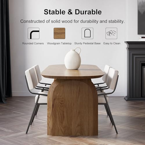 homary 70.9" Japandi Dining Table for 6, Modern Solid Wood Top Oval Table for Dining Room, Kitchen, Living Room Mesas de Comedor, Easy Clean homary