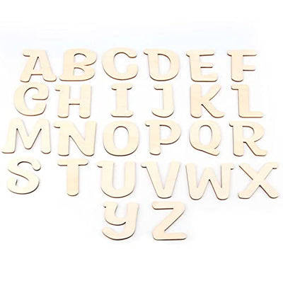 JAPCHET 104 Pieces 4 Inch Wood Wooden Letters, Unfinished Decorative Paintable Wood Craft Alphabet Cutout Capital Wooden Letters for Painting, Home