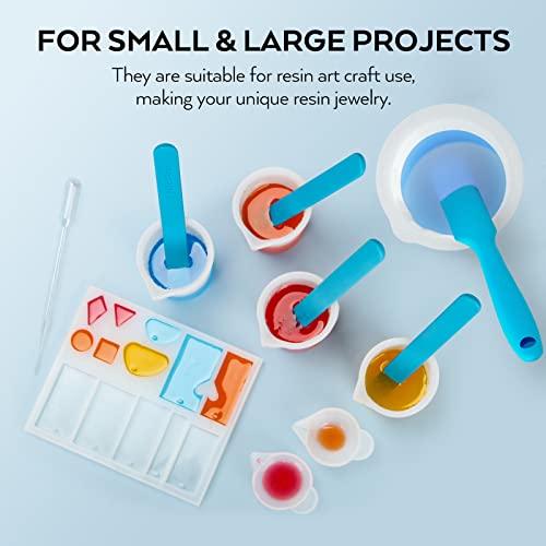Silicone Resin Measuring Cups Tool Kit- Nicpro 250 & 100 ml Measure Cups, Silicone Popsicle Stir Sticks & Spatula, Pipettes, Gloves for Epoxy Resin Nicpro