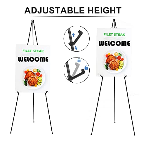 JNZYB Easel Stand for Display Wedding Sign & Poster - 63 Inches Tall Easle for Display Holder - Portable Collapsable Poster Easel - Floor Adjustable JNZYB