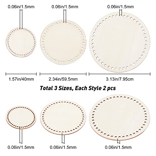 GORGECRAFT 6 Pcs 3 Sizes Mini Wooden Crochet Bag Bottom Round Shape Blank Solid Wood Crochet Basket Bases Supplies for DIY Basket Weaving Craft GORGECRAFT