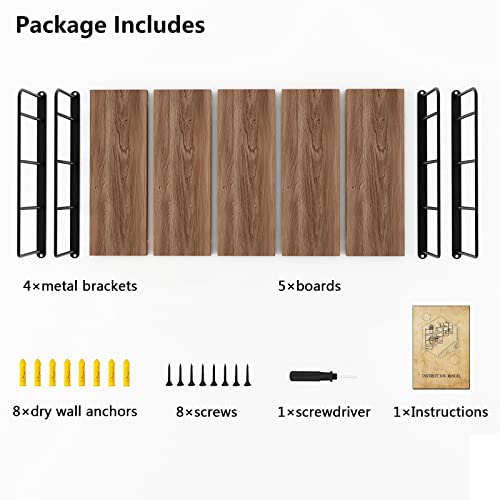 Rustic Wall Mounted Floating Shelves by MXCSE – Stylish Wood Storage Solution for Any Room MXCSE