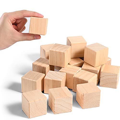 Wooden Cubes, 1.5 inch Natural Wood Blocks, 10PCS Unfinished Square Blocks with Rounded Corners for Crafts, Alphabet Blocks, Number Cubes or Puzzles Ourtroness