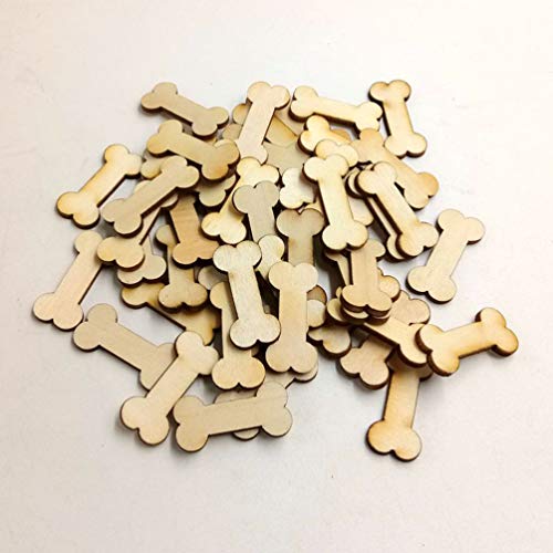 MAGICLULU 100pcs Mini Bones Chips Unfinished Wood Slices Wood Dog Bone Cutouts Wood Dog Bone Ornament Wooden Planks Unfinished Wooden Slice Dog Craft MAGICLULU