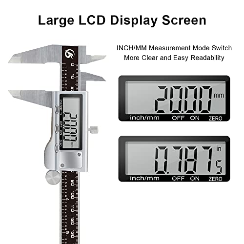 KETOTEK Digital Caliper 6 Inch Measuring Tool, Stainless Steel Electronic Vernier Calipers, Digital Micrometer with Large LCD Screen, inch/Metric KETOTEK