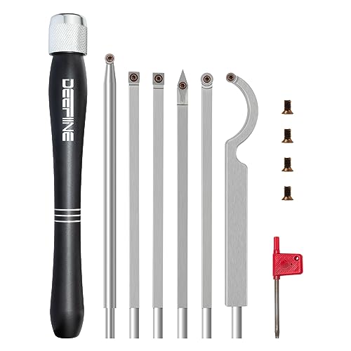 DEEFIINE Carbide Wood Lathe Turning Tools, Quick Replacement Turning Tools Kit, Full Size Rougher And Finisher Swan Neck Hollowing Tools For DEEFIINE