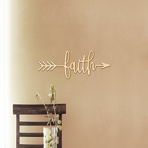 Faith Right Arrow Wood Sign Home Decor Wall Art Hanging Rustic Unfinished 12" x 5" Woodums
