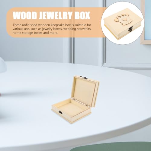 VILLCASE Unfinished Wood Box with Lid, Wood Brooch Jewelry Display Showcase Desktop Badge Earrings Bracelet Holder Necklace Container Rings Organizer VILLCASE
