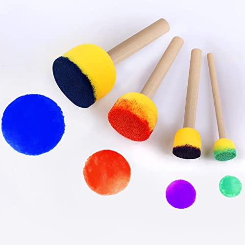 30 Pcs Round Sponges Brush Set, Round Sponge Brushes for Painting, Paint Sponges for Acrylic Painting, Painting Tools for Kids Arts and Crafts (4 vivinin