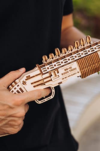 Wood Trick Shotgun 3D Wooden Puzzles for Adults and Kids to Build - Detailed Construction - 23x8″ - Wooden Model Kits for Adults and Teens to Build - Wood Trick