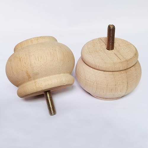 Btibpse 2 Inch Wooden Furniture Legs, Solid Wood Unpainted Replacement Furniture Legs, Ottoman/Loveseat Replacement Legs, Cabinet Btibpse