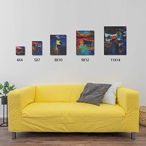 GOTIDEAL Stretched Canvas, Multi Pack 4x4", 5x7", 8x10",9x12", 11x14" Set of 10, Primed White - 100% Cotton Artist Canvas Boards for Painting, GOTIDEAL