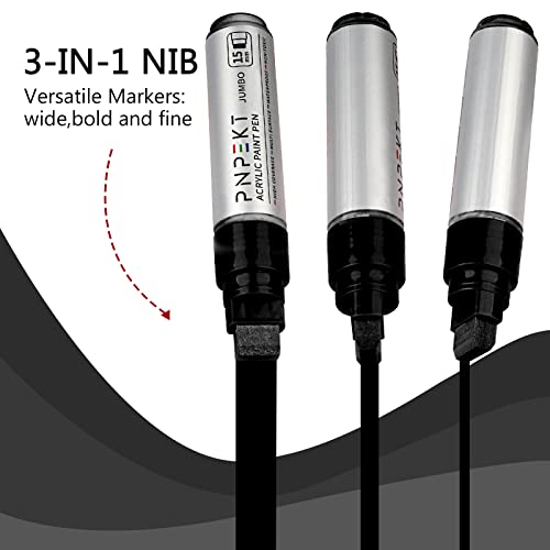 Jumbo Acrylic Paint Markers Pen,15mm Felt Tip Markers Water Based Paint Pens For Wood, Rock,Plastic and Almost All Solid Surfaces,Black Paint Pen For PNPEKT