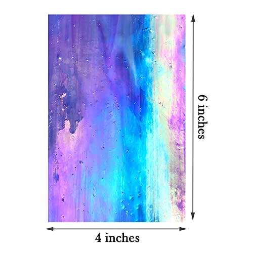 LITMIND 12 Sheets Iridescent Stained Glass Sheets, 4x6 inch Iridescent Glass Mosaic Tiles for Crafts, Art Glass Kit, Stained Glass Supplies LITMIND