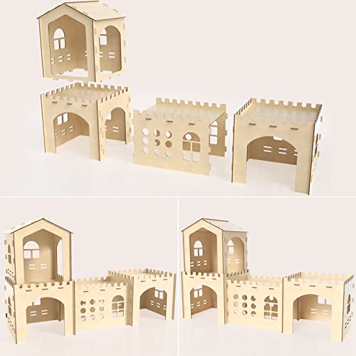 Woiworco Extra Large Rabbit Hideout, Wooden Rabbit Castle Bunny Spacious Breathable Hideouts for Indoor Bunnies, Hamsters and Guinea Pigs Hut to Hide Woiworco
