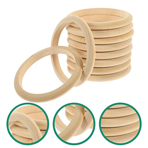 10pcs Wood Bangle Bracelets Unfinished Natural Round Wooden Ring for DIY Craft Project Making Yardwe