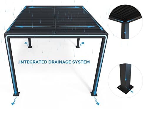 PURPLE LEAF Louvered Pergola 12' x 20' Outdoor Aluminum Pergola with Adjustable Roof for Deck Backyard Garden Grey Hardtop Gazebo PURPLE LEAF