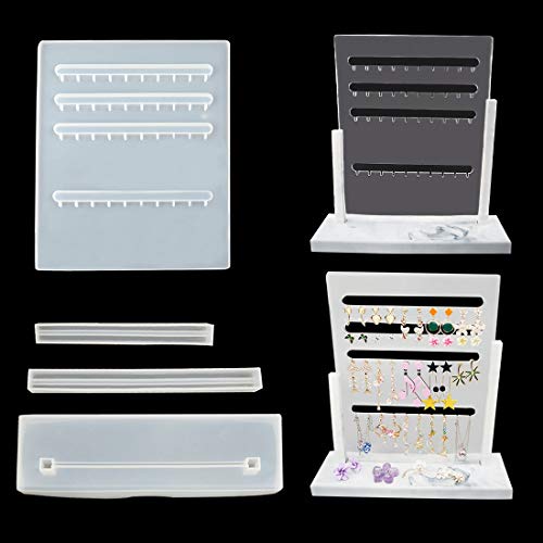 FineInno Resin Molds Earrings Organizer Jewelry Display Stand Silicone Molds Epoxy Molds Makeup Jewelry Display Tray Molds for DIY Casting Crafts FineInno