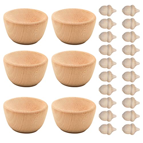 KESYOO 1 Set 26 Pcs Wooden Toys Unfinished Wood Toys for Crafts Kid Art Painting Ornament DIY Wood Bowl Ornaments Kids Toy Toys for Kids Natural Kids KESYOO